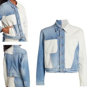 NWOT Jonathan Simkhai Emma Colorblock Destructed Denim Jacket Size XS